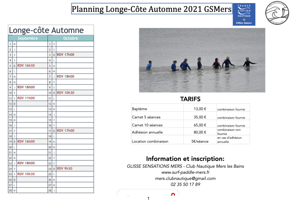 Planning longe côte arrière saison 2021